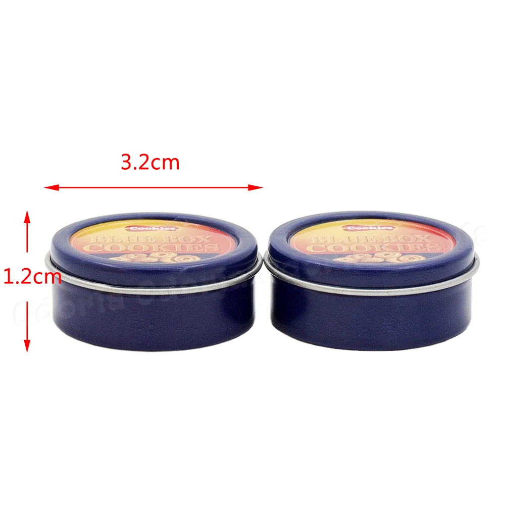 Odoria 1:6 миниатюрная 2 шт синяя коробка для печенья Металл печенье еда для кукольного домика аксессуары для кухни