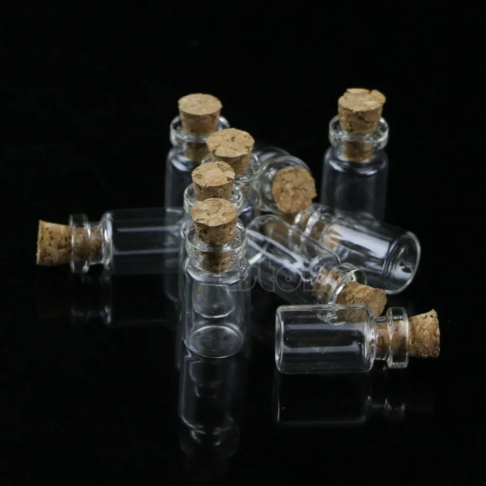 10pcs/lot 0.5ml 18x10mm Mini Glass Bottle Vial with Cork Stopper Storage Pendant 6