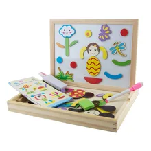 Фантастическая деревянная Двухсторонняя доска для рисования ранняя Многофункциональная игрушка-пазл Набор для мальчиков и девочек от 3 до 6 лет