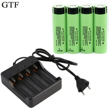 

4/6pcs 18650 Battery 3.7v 3400mah 18650 Lithium Rechargeable Battery for Panasonic LED Flashlight with 186580 Battery Charger