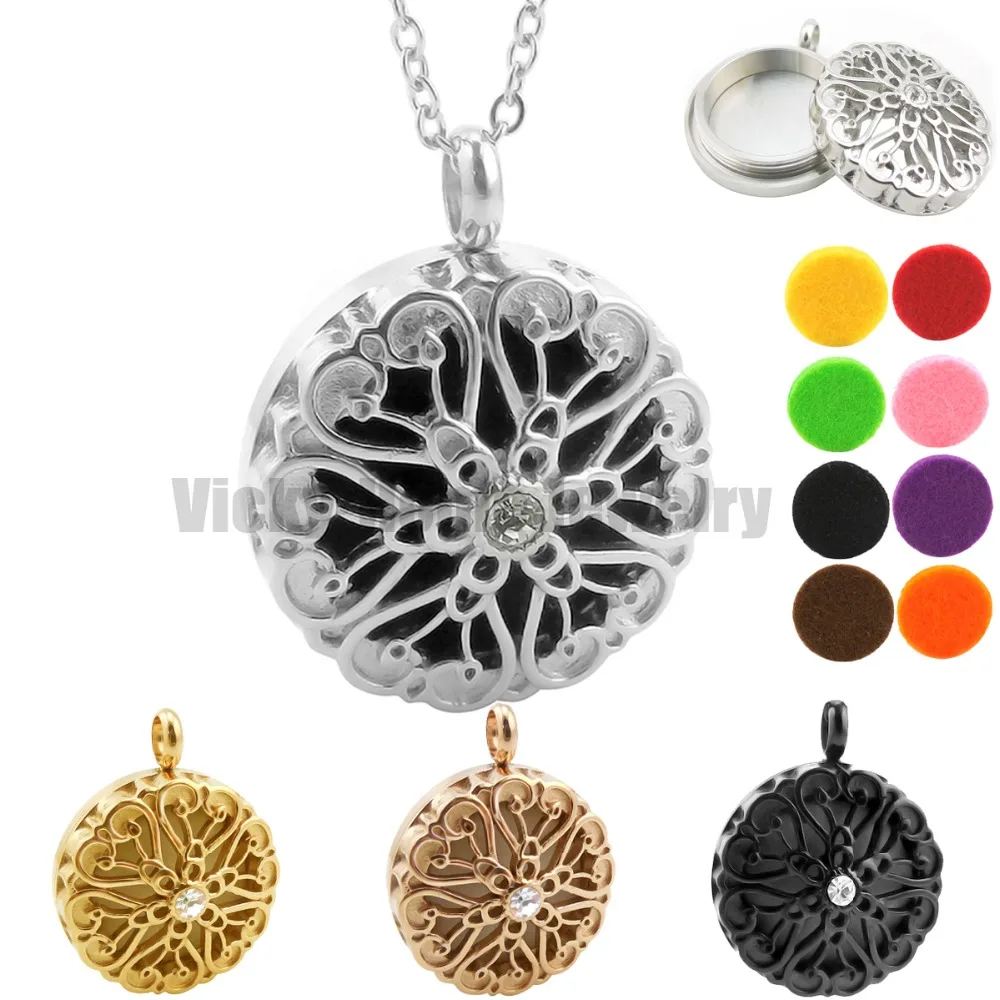 

New Screw Round (26mm) Essential Oils Diffuser Locket Aroma Jewelry Stainless Steel Perfume Diffuser Locket with Felt Pads
