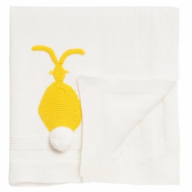 ФОТО 90 * 110CM White Cotton Knitting Baby Blanket   Lovely Rabbit Blanket Soft  Comfortable Fashion  Baby Bedding Kids Blanket 1pcs