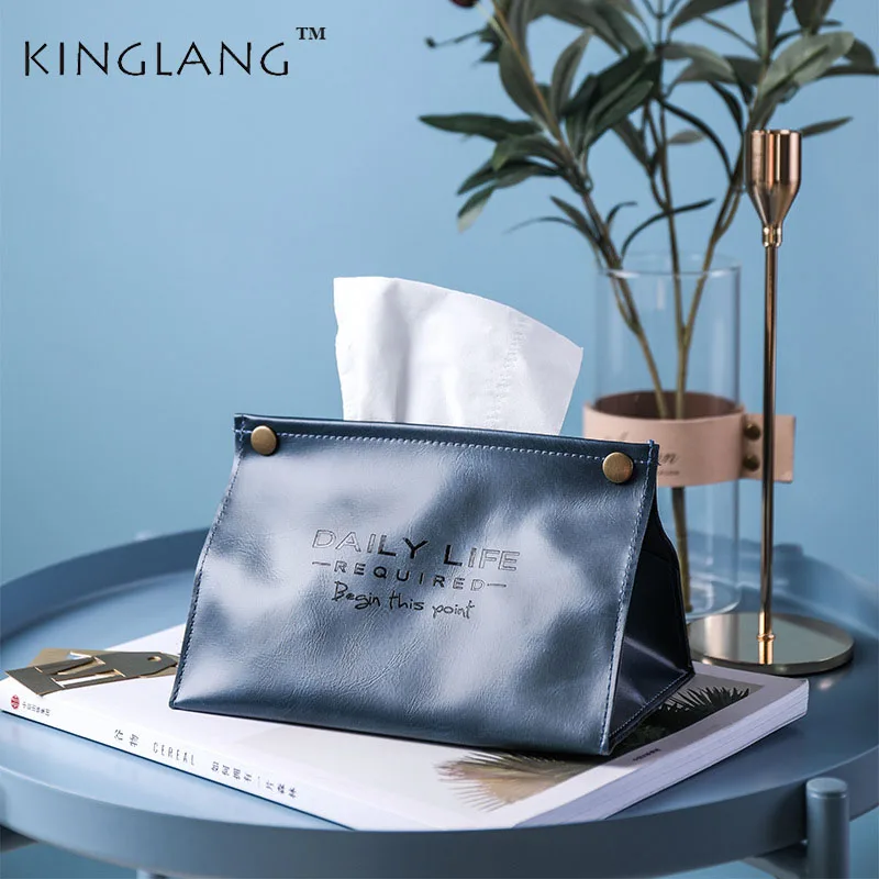 

KINGLANG New creative PU leather paper towel set Nordic windmill carrying household custom multi-functional paper towel box