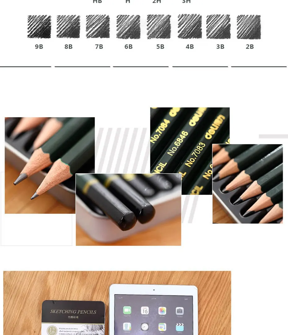Seguro e Não tóxico Deli Conjunto Desenho Esboçar Lápis 2h 8b Lápis Padrão Macio Escola Escritório Lápis Profissional 18 Deli 2h-8b conjunto desenho desenho lápis macio