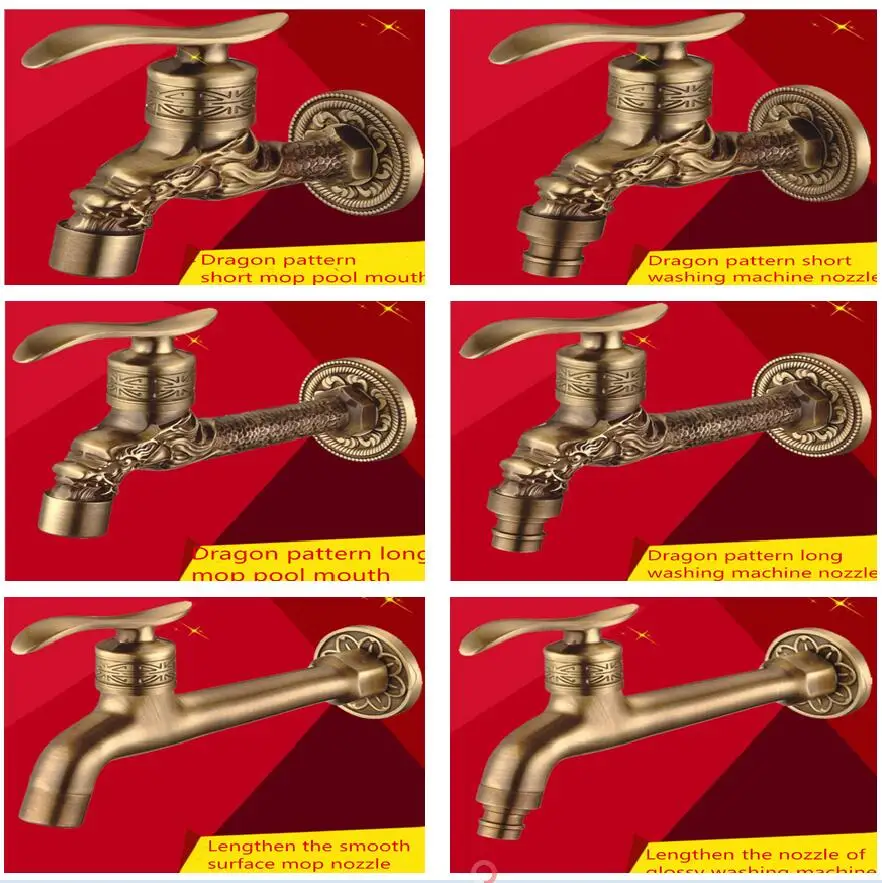 Bathroom Faucet Luxury Antique Brass Water Tap Decorative Outdoor