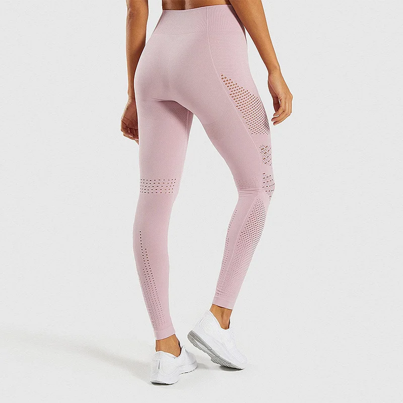 Новые Летние бесшовные леггинсы для Фитнес Для женщин оранжевые Леггинсы выдалбливают трикотажные скинни розовые штаны брюки для фитнеса 6 Цвет - Цвет: Pink