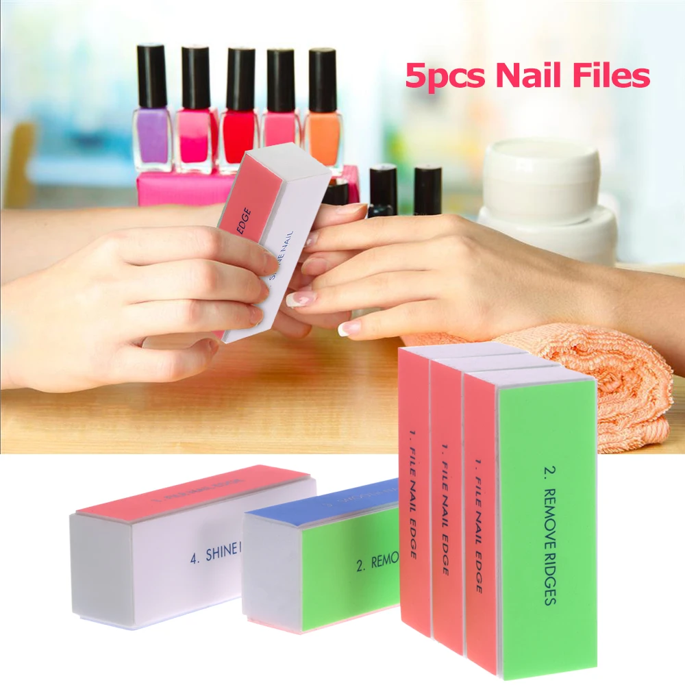 

5Pcs/Set 4 Sides Nail Buffer File Polishing Tool Dead Skin Remover Sandpaper Nail Sanding Block Buffing File Manicure Nail Files