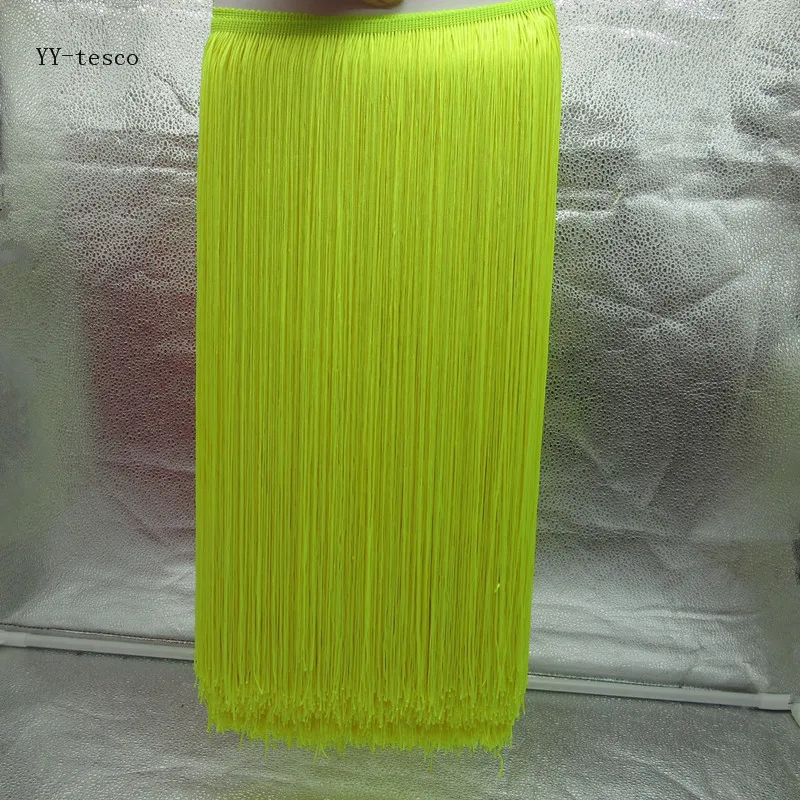 10 метров 50 см длинные кружева бахрома отделка кисточка черная бахрома отделка для Diy латинское платье сценическая одежда аксессуары кружевная лента - Цвет: Fluorescent yellow