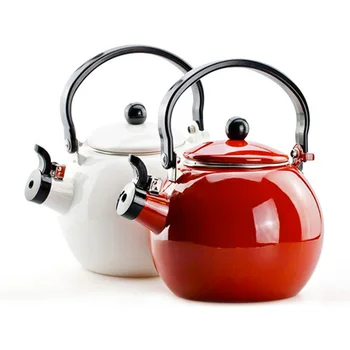 

2018 1.4L enamel teapot whistle ball called pot Tree enamel thickening gas cooker kettle