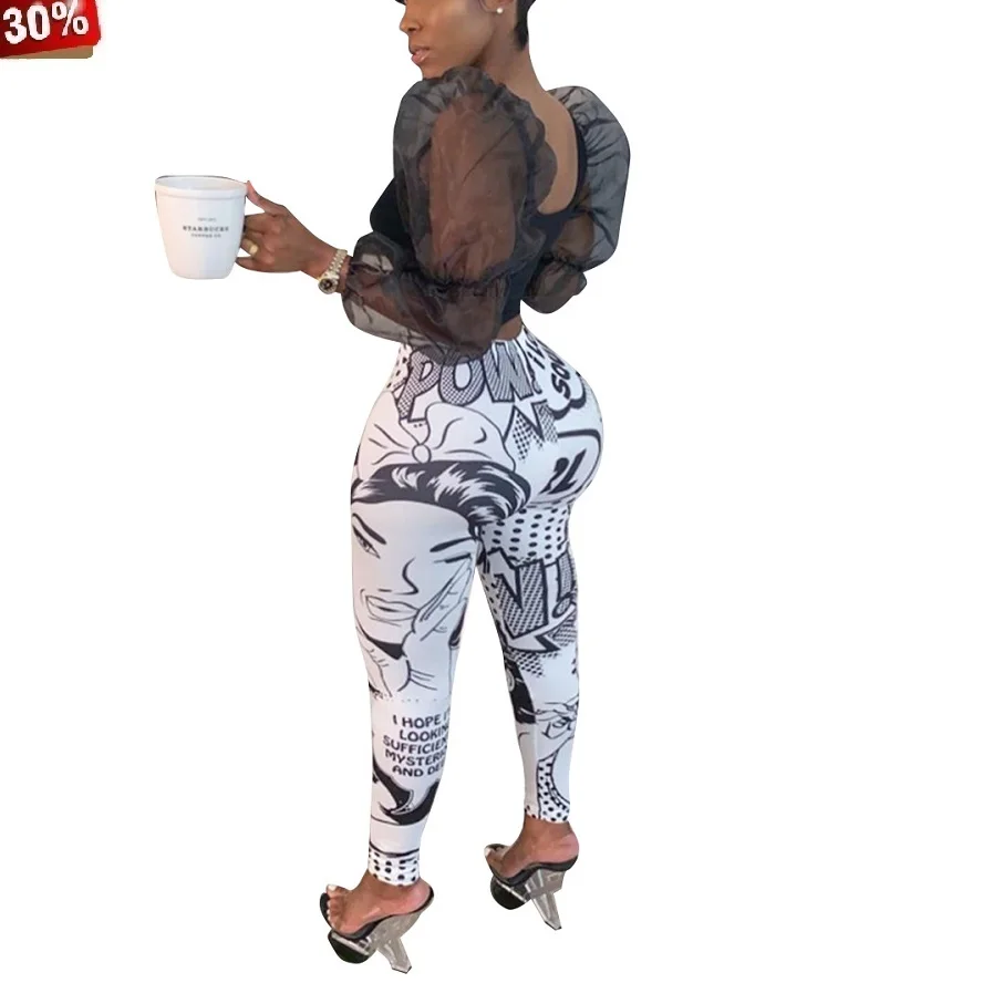 

Summer Cartoon Legins Women Work Out Leggings Fashion Women Long Pants Elasticity Overalls Pencil Pants