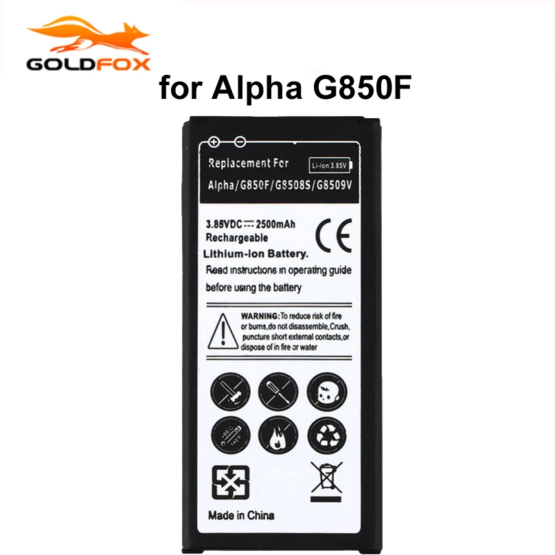 Аккумулятор для Samsung Galaxy Alpha G850F G8508S G8508 G850M G8509V EB BG850BBC 2500mAh|mobile phone battery|phone batterybattery for