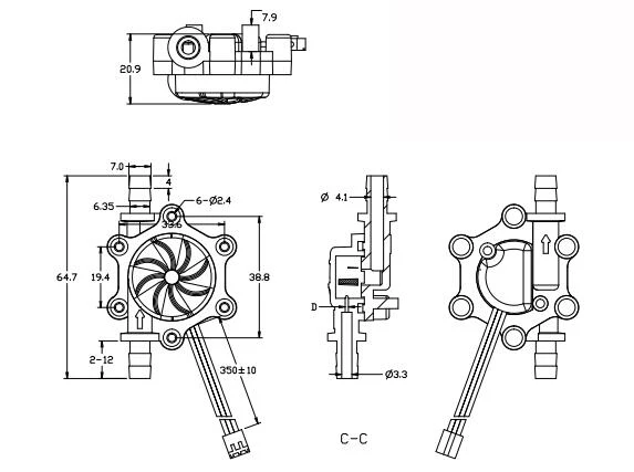 Water Flow Sensor Turbine Flow Meter USN-HS06PA-1 XH2.54 6mm Hose Barb Hall 0.15-1.5L/min for Drinking Machine Water