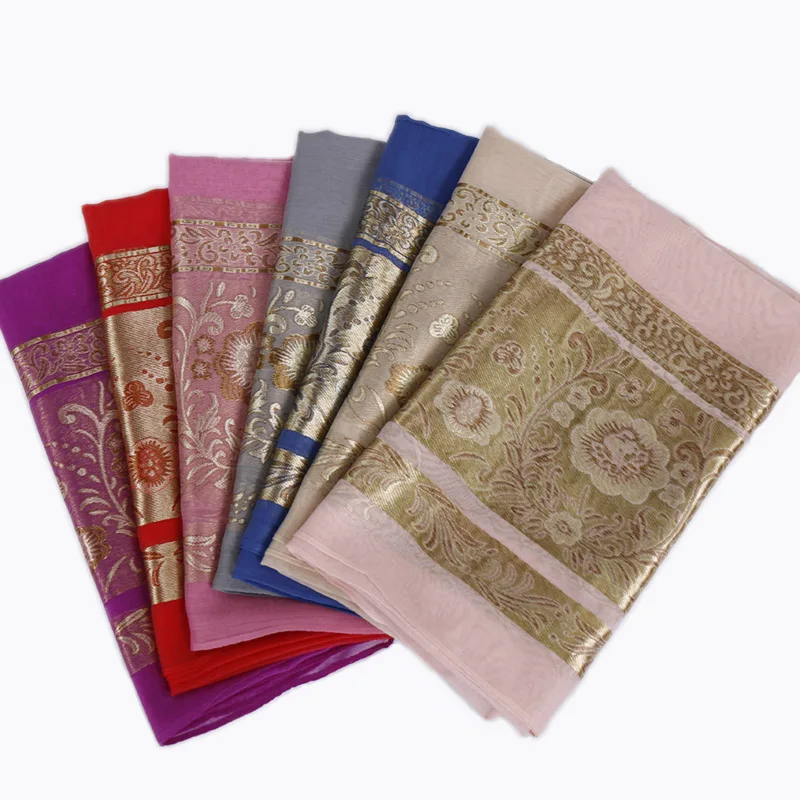 

LMLAVEN Organza silk scarf print floral shawl shimmer luxury pashmina muslim hijab wrap scarves headscarf 13 color 185*80cm