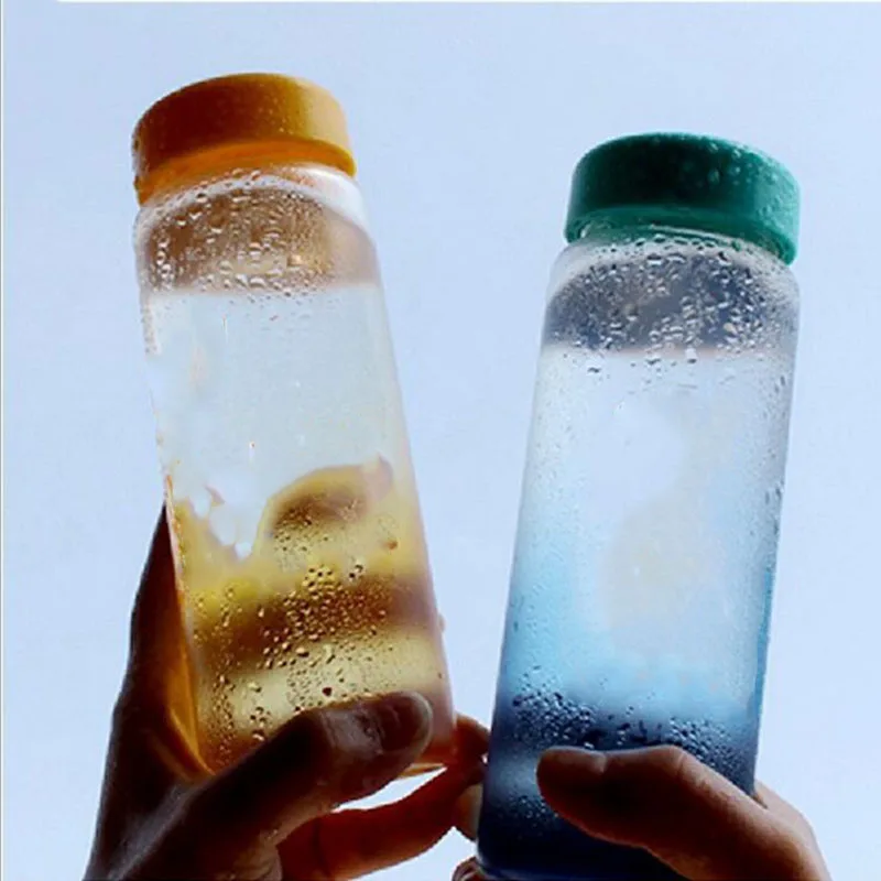 

6 Color Transparent Water Bottles Portable Plastic Bottle Creative Juice Tea Coffee Space Drinkware for Outdoor Sport Running