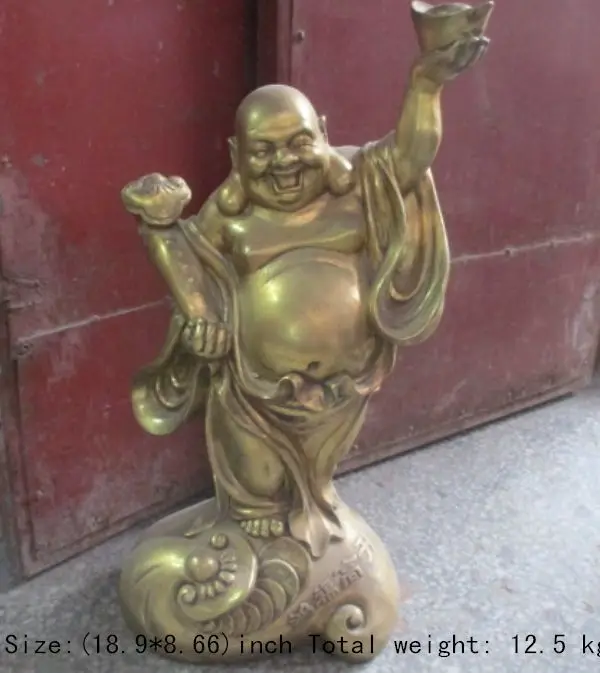 

48 cm */ copper laughing Buddha a thriving business best statue in ancient Chin