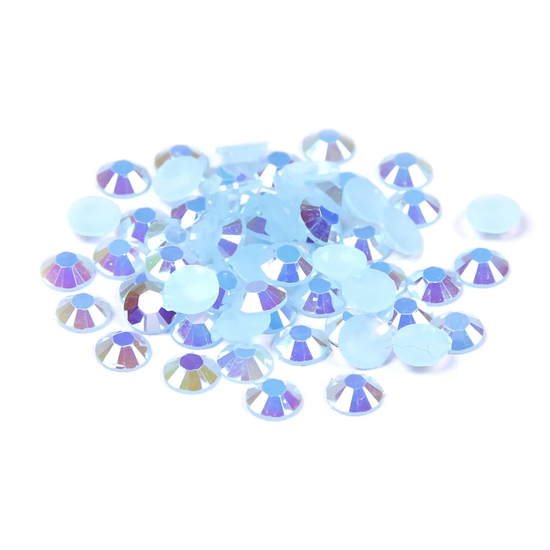 

Light Blue AB Resin Rhinestones 1000pcs 2-5mm Imitation Facets Non Hotfix Glue On Diamonds Stones DIY Fabric Garments Decoration