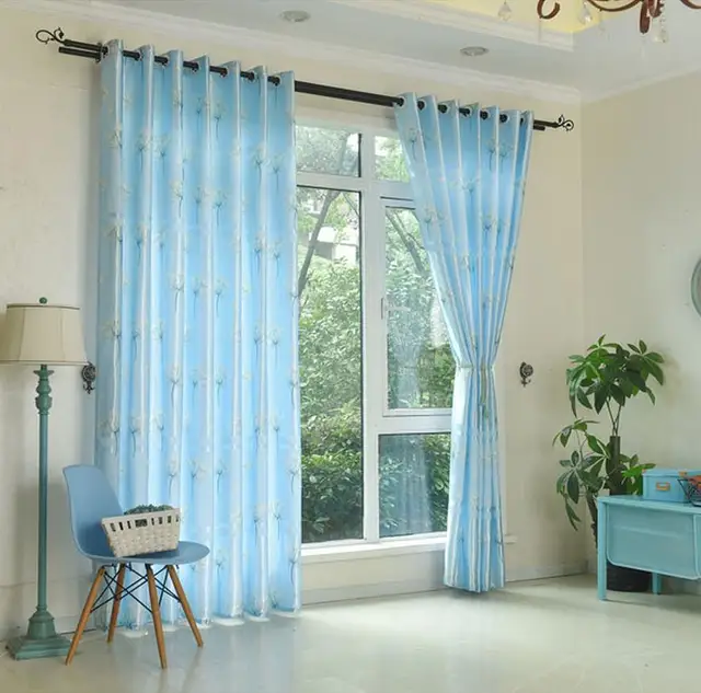 Long French Windows 2 7 Meters High Dandelion Curtain Finished Half Long French Windows 2 7 Meters High Dandelion Curtain Finished Half Shading Light Blue Bedroom Products