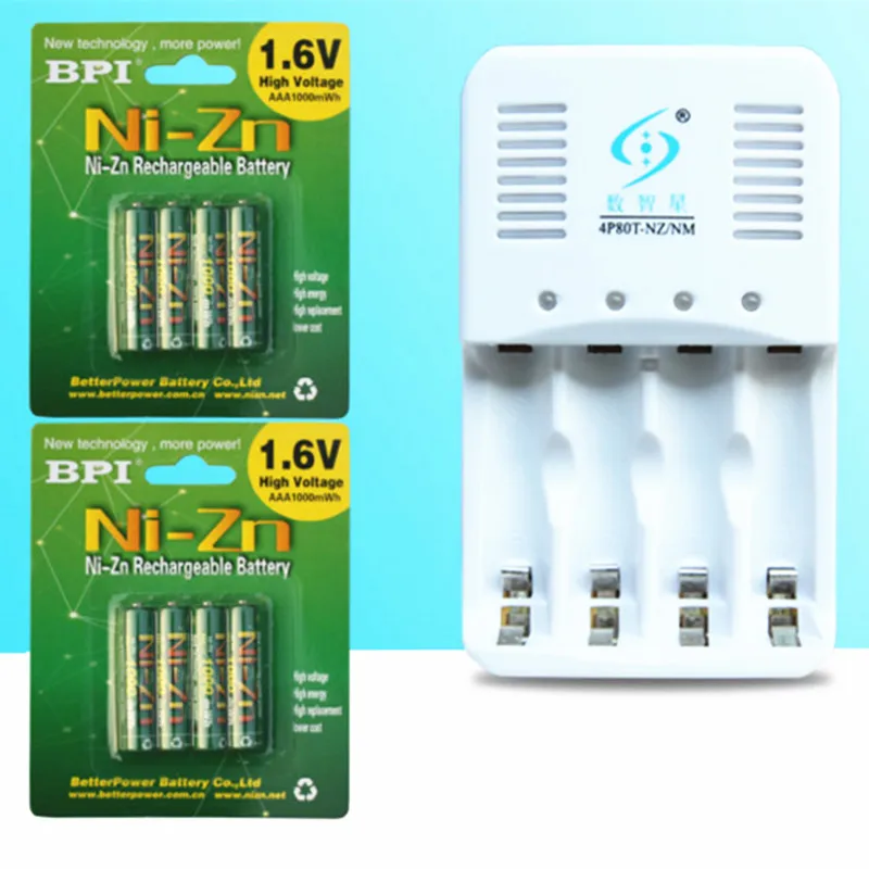 8 шт. NiZn Ni-Zn 1,6 в AAA 1000mWh аккумуляторная батарея+ NiZn умное зарядное устройство, гораздо мощнее и прочнее, чем Ni-MH батарея