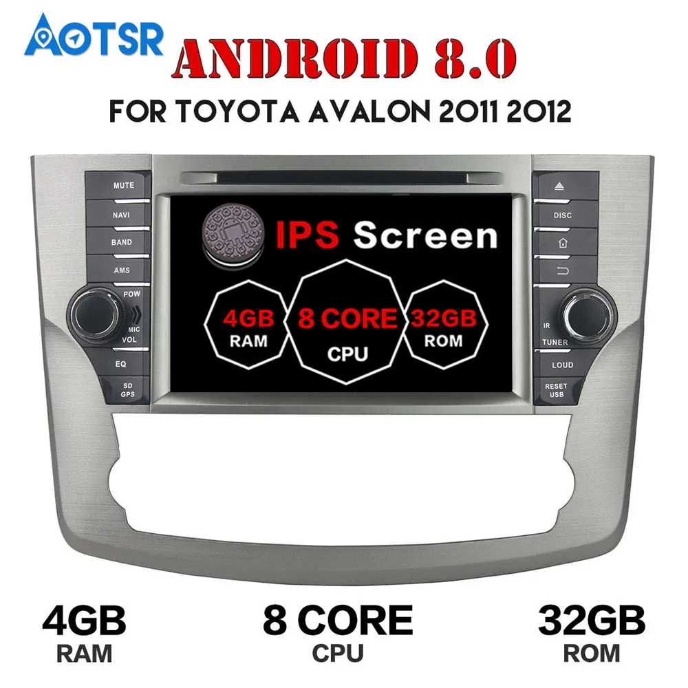 Top 1 din Android 8.0 Car dvd player GPS Radio For Toyota Avalon 2011 2012 4+32GB Touch Screen multimedia player tape recorder Audio 5