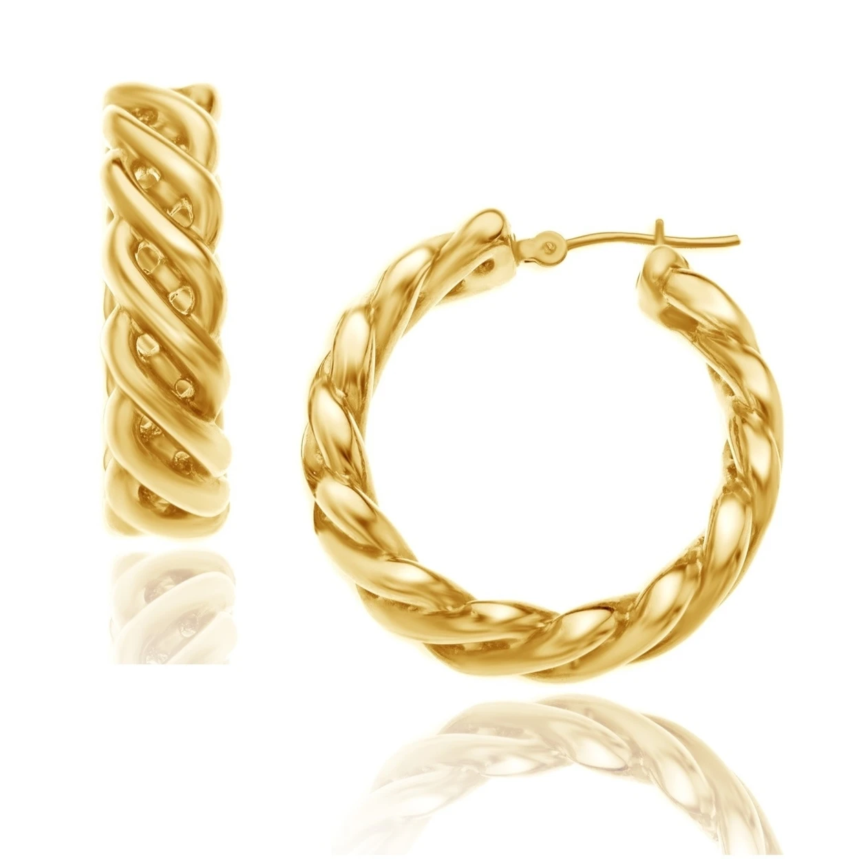 Gold Roped Hoop Earrings in 14K Gold