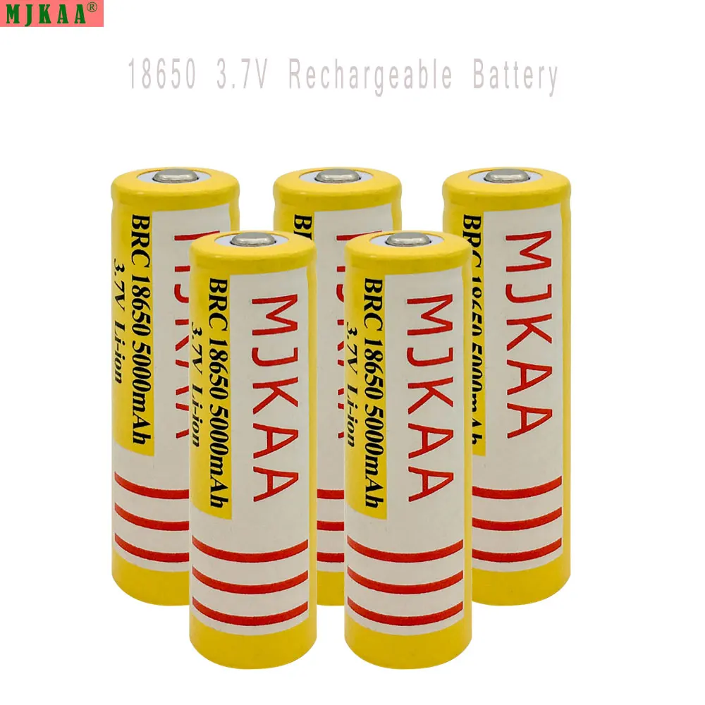 

MJKAA 5pcs 3.7V 18650 5000mAh Li-ion Rechargeable Battery for Flashlight Hot New 18650 battery 3.7V
