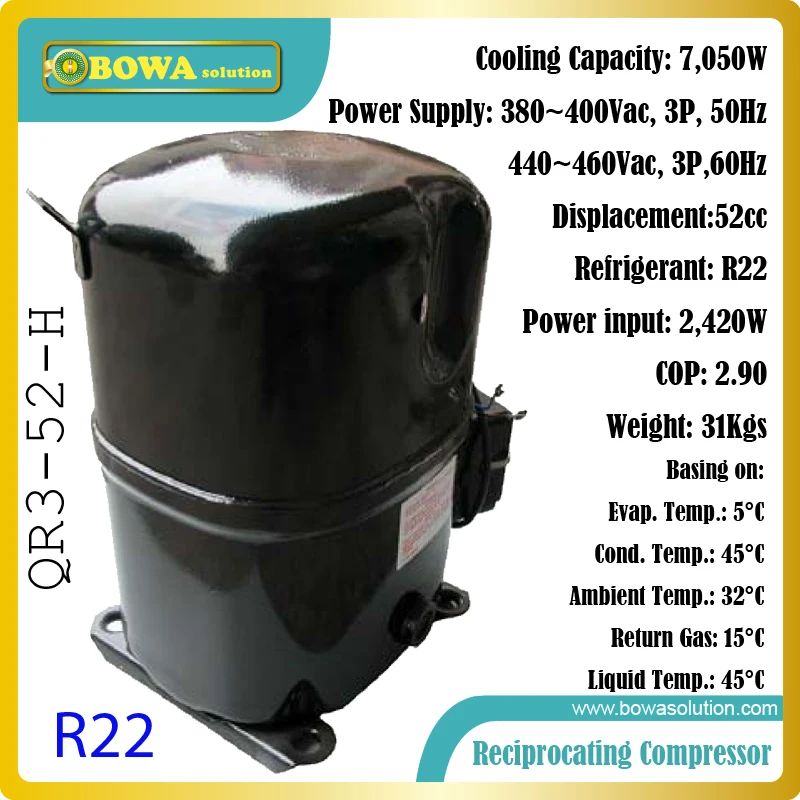 #^Special Price 3P, 380Vac, 3Phase hermetic piston refrigerant compressor suitable for foodservice equipments,walk-in coolers and freezers