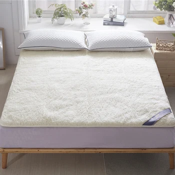 

Svetanya White Wool Mattress thin and warm Bed Mat Single twin queen king size