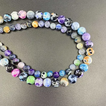 

1 strand/lot 6 8 10mm Natural Stone Multicolor Flame Agat Bead Round Loose Spacer Beads For Jewelry Making Findings DIY Bracelet