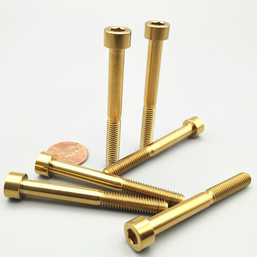 Ti Bolt M6 55mm 60mm 80mm Long Type Titanium Bolt Seat Pin Gold Color