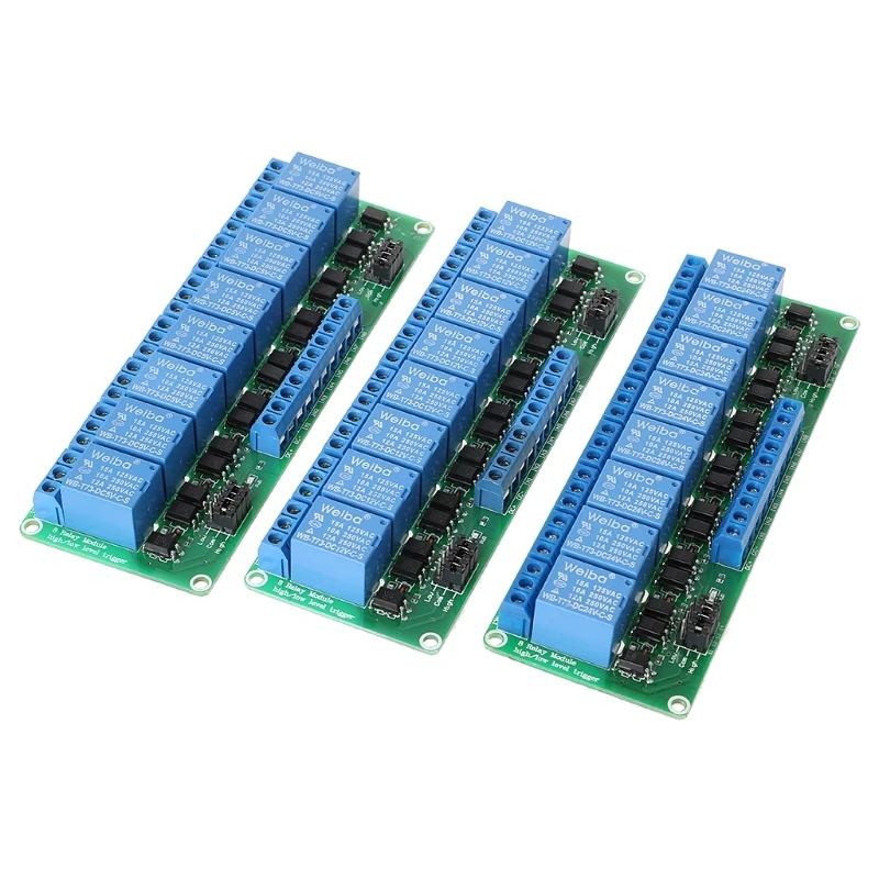 

8 channel relay module 5V/12V/24V high and low level trigger relay control with optocoupler for PLC automation equipment control