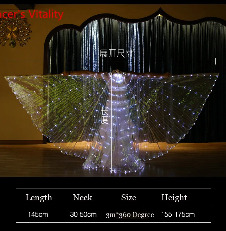 Для девочек танец живота крыло светодиодный Ангел Isis костюмы на Хэллоуин Подставки для фотографий сценическое шоу Бесплатная доставка