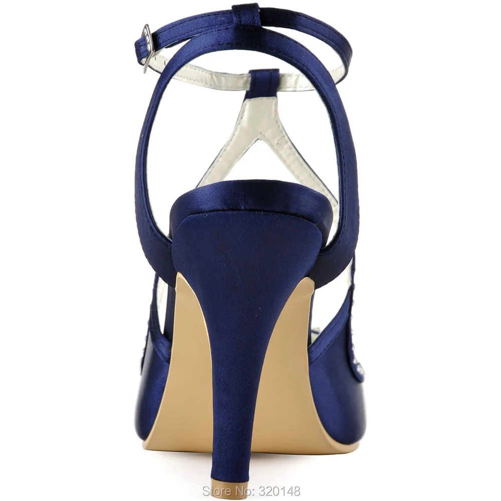 navy blue rhinestone heels
