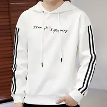 Мужские свитшоты с боковой полосой, удобные мужские толстовки с капюшоном и вышивкой, уличная одежда, белые, розовые, черные, серые мужские свитшоты