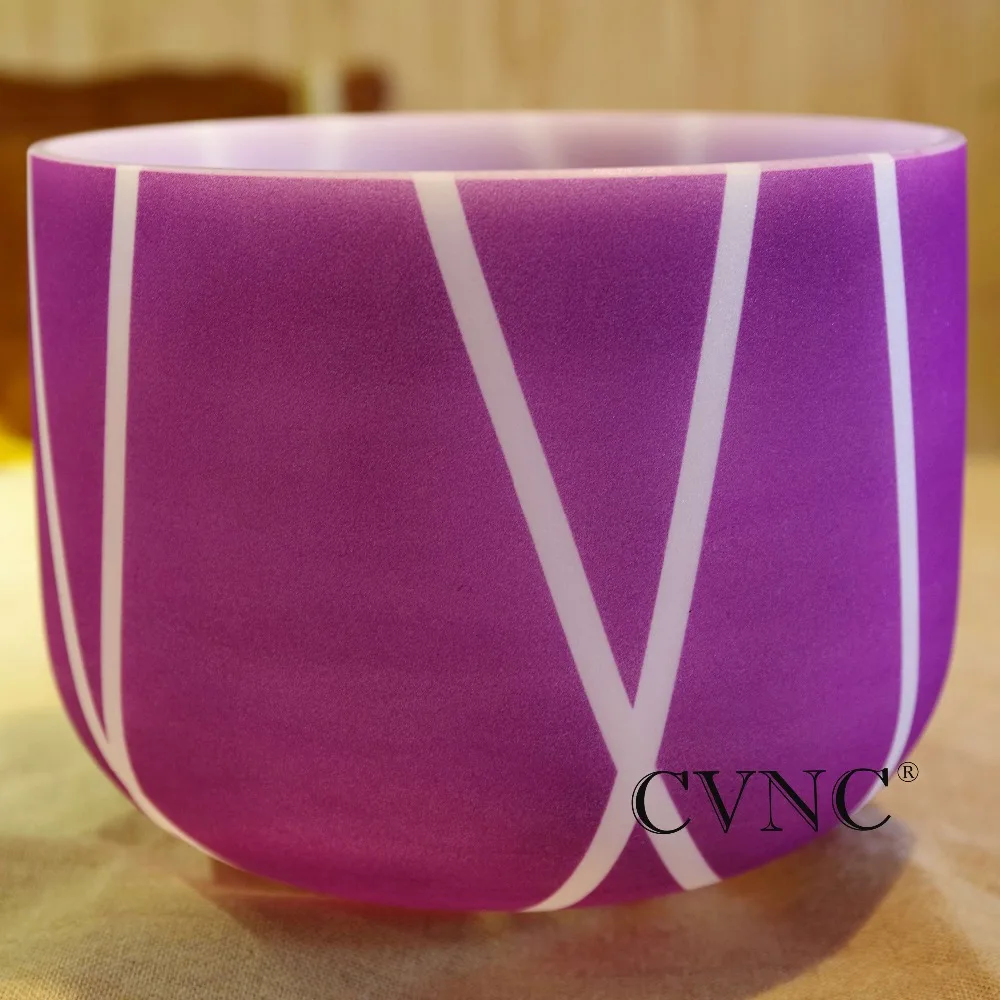 

CVNC 8 inch Stripe Note C D E F G A B any one Note Chakra Frosted Quartz Crystal Singing Bowl 432Hz for Yoga