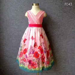 Большие размеры летнее платье в деревенском стиле для девочек нарядное красное платье с принтом бабочки и бантом платье с фатиновой юбкой
