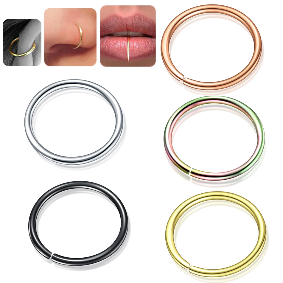 

1PC Fashion Steel Seamless Hinged Nose Hoop Ring Septum Clicker Ear Cartilage Tragus Helix Piercing Charming Body Jewelry 20g