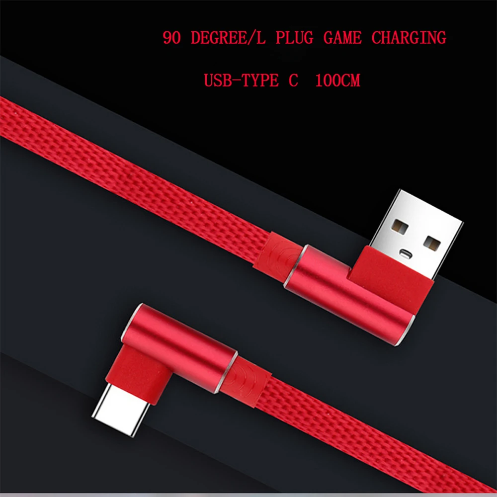 

USB3.1 Type C Braided 90 Degree Fast Charger Quick Charge Data Line Game Cable Cord for Samsung Galaxy S8 S9 Plus Note8 A3 A5 A7