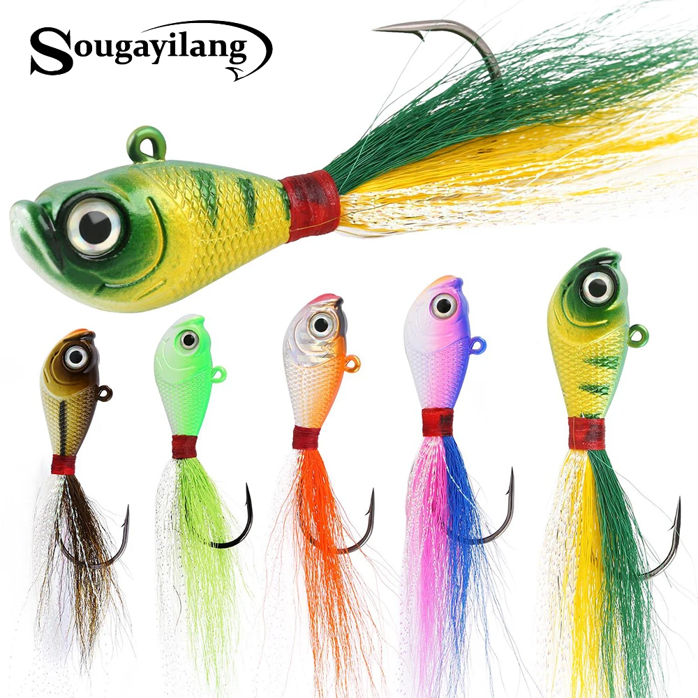 Sougayilang 5 шт.. Крючки мормышки 3D глаза рыболовная приманка с оленем волосы
