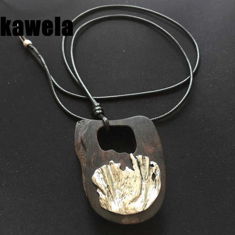 

Free Shipping New Geometric Sander Wood Pendant Black Necklace