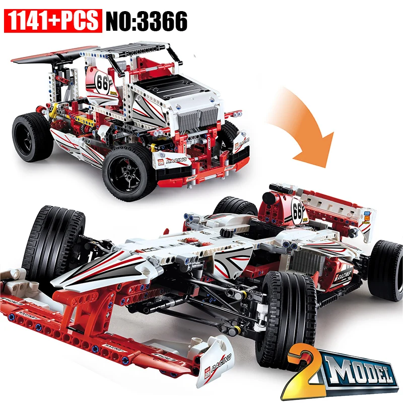 3366 1219pcs Technic 2 In 1 F1 Formula Racing Car Building Blocks Compatible 42000 Kids DIY Educational Bricks Toy