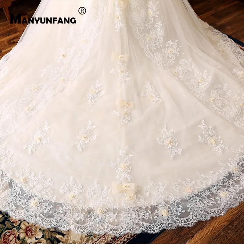 MANYUNFANG с короткими рукавами свадебное платье 2019 вырез лодочкой кристаллы бусины Длинный Шлейф Свадебное платье роскошное Vestido Novia Trouwjurk