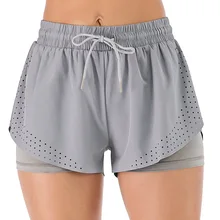 Женский свободный крой легкий супер мягкий Быстросохнущий сетка для волос вставка шорты для упражнений с двумя слоями