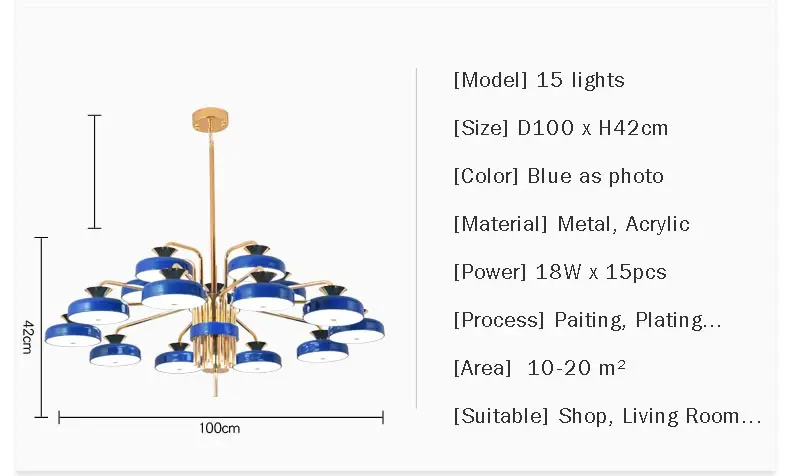 Скандинавская светодиодная люстра, черный светильник для гостиной, светильник для спальни, кухни, домашний декор, Домашний Светильник, синий металлический блеск