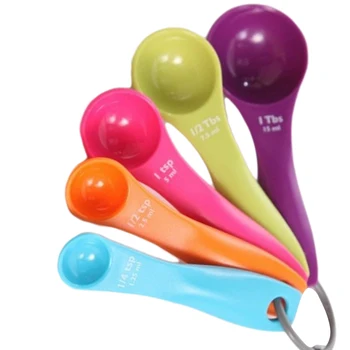 

5-piece Set Plastic Measuring Spoons Contains Teaspoons Tablespoons Mixed Color Baking Tools