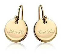 

Newest Sweet Fashion Gold/Silver Dangle Button Love Letter Earrings Ear Clip For Girlfriend Gift