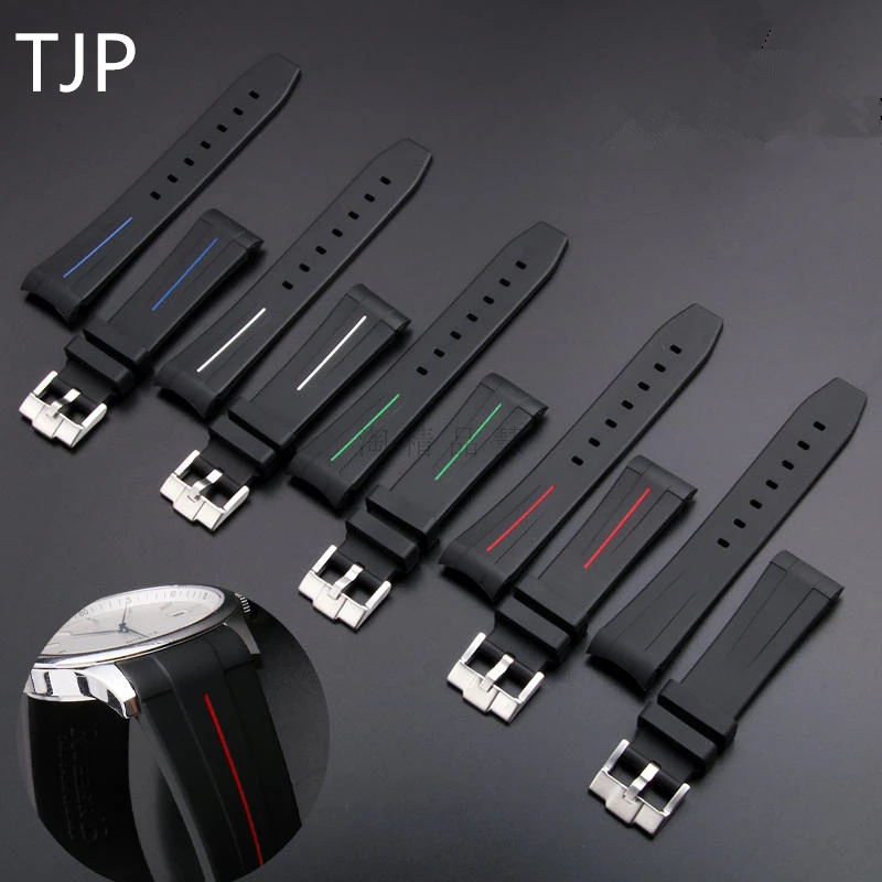 

TJP 20MM 21MM Black Rubber Strap Role watch x Strap Accessories Man Watch Send Tools