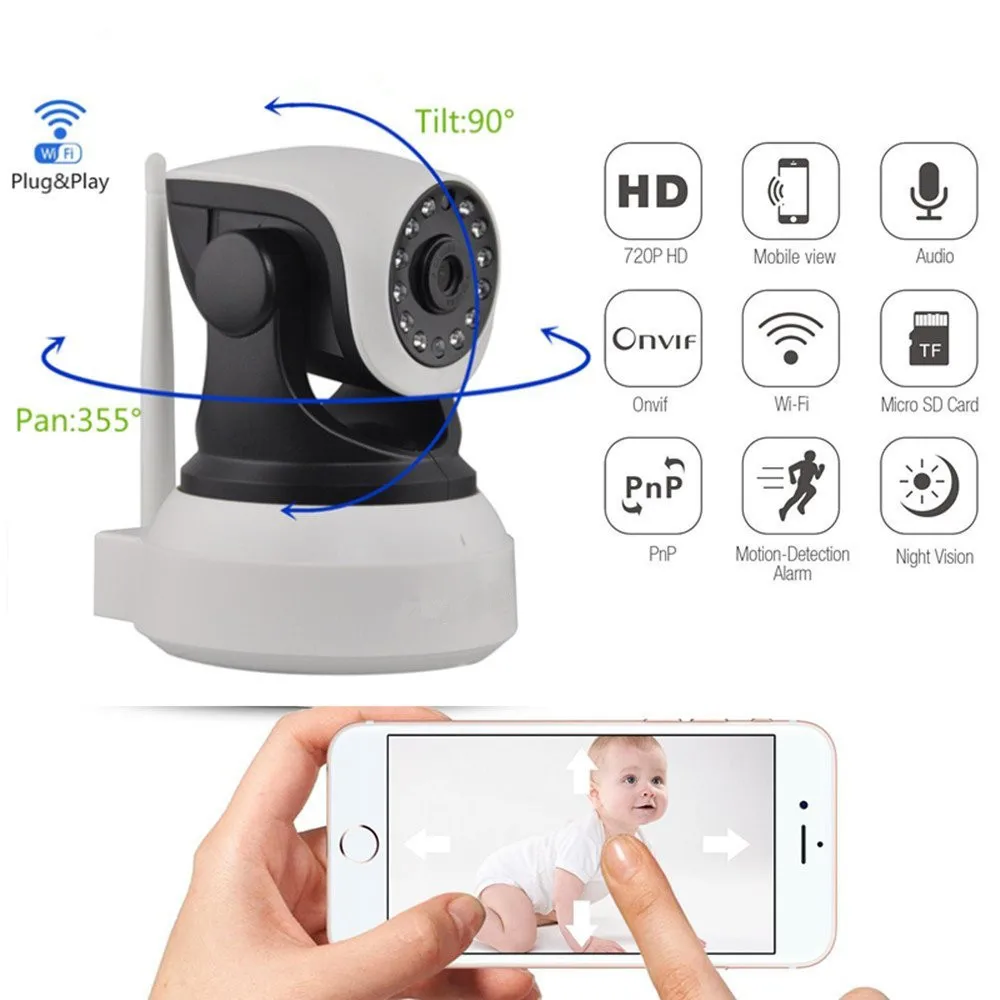 Беспроводная Wi Fi камера безопасности 1080p HD панорамная Регулируемая IP сетевая веб