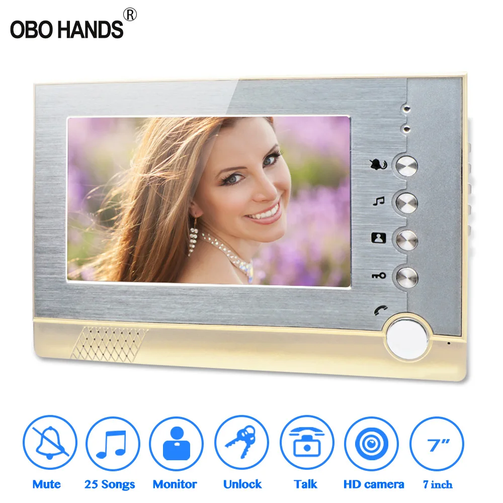 7 дюймовый цветной TFT LCD монитор проводной видео дверной звонок Домофон домашний