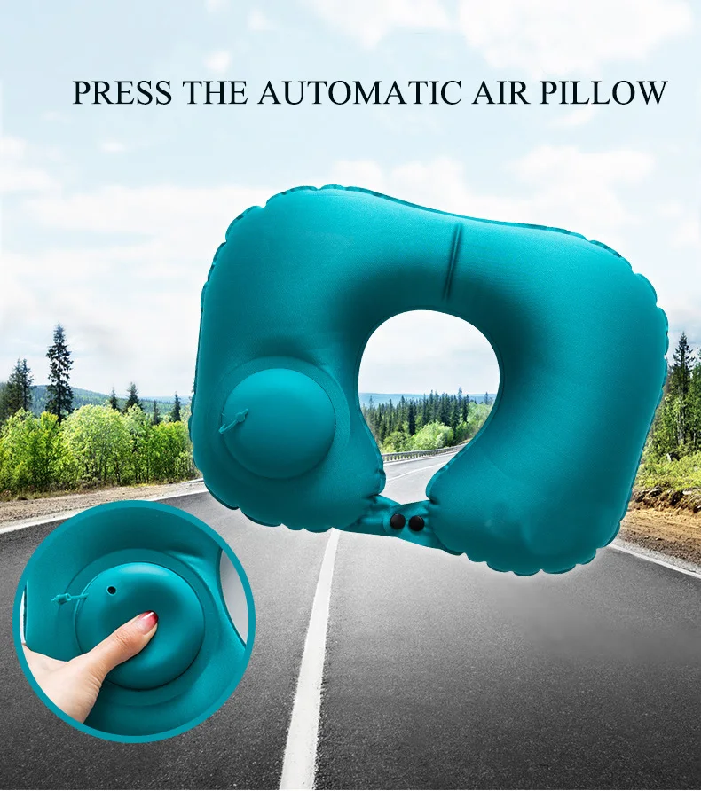 U Shape Automatic Inflatable Travel Air Neck Pillow Car Air Inflatable