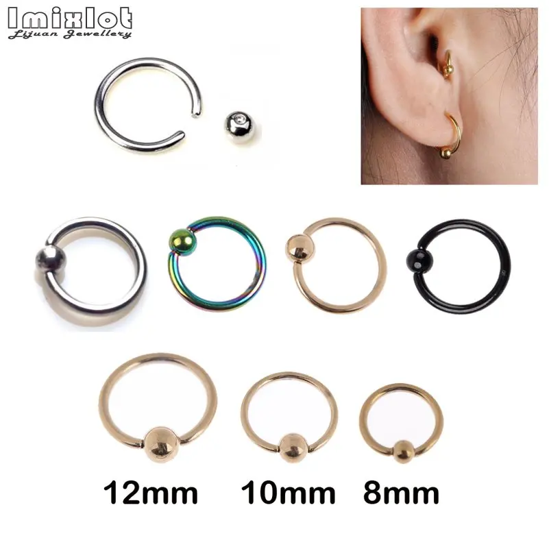 

2 PCS Steel Captive Hoop Bead Rings BCR Lip Eyebrow Nose Nipple Labret Piercings Ear Septum Tragus Helix Piercing Body Jewelry